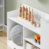 Kommode til legetøj i skandinavisk look, 110x25x60 cm, hvid