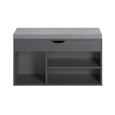 Skobænk med pude og opbevaringsrum, 80x31x48 cm, grå