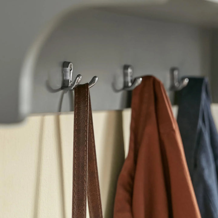 Væghængt knagerække med hylder, moderne entréhylde til jakker og opbevaring, B: 100 cm, D: 25 cm, H: 35 cm, grå