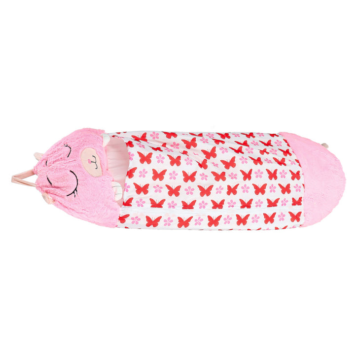 Sovepose til børn turistpude 2-i-1 135x50cm pink