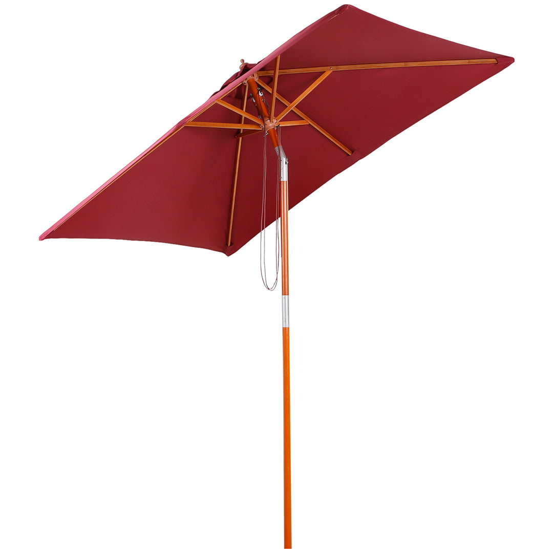 Parasol 200 x 150 x 235 cm, foldbar haveparasol, 3-trins justerbar, rektangulær strandparasol, vandafvisende og UV-bestandig til strand, balkon, terrasse, have, bordeaux