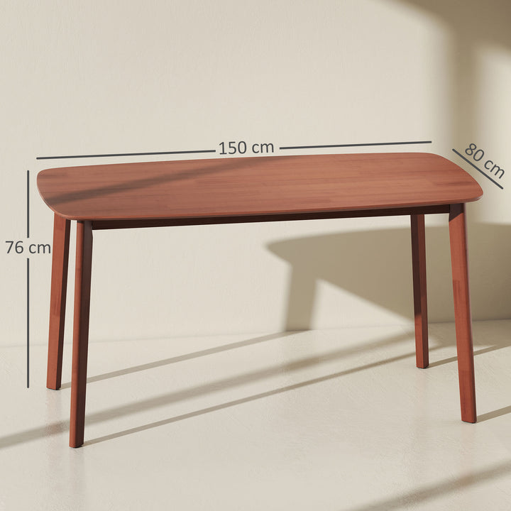 Spisebord, landlig stil, lakeret overflade, træ, 150 x 80 cm, brun