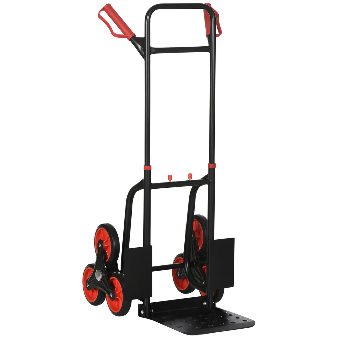 Sammenklappelig trappevogn med stålramme, maks. 120 kg, 105,5 cm, transportvogn til flytning, værksted, lager, rød