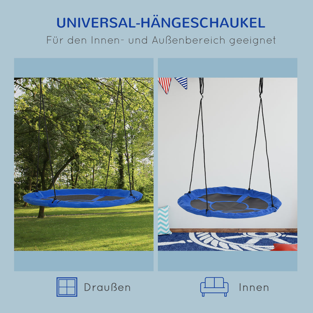 Nest swing, vejrbestandig, op til 100 kg, længdejusterbare reb, ø110 cm, blå
