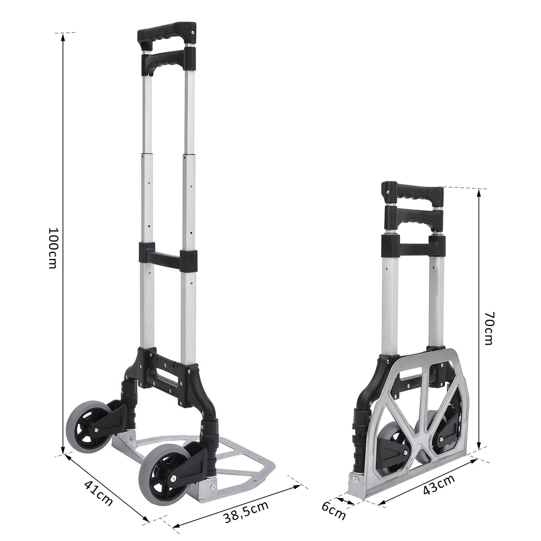 Sækkevogn i aluminium, foldbar transportvogn, sækkevogn, stablevogn, aluminium, maks. 70 kg lasteevne