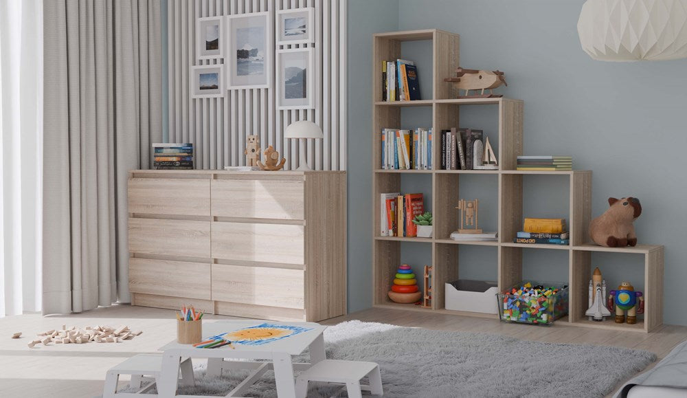 Moderne rumdeler / trappereol, Højde: 153 cm Bredde: 153 cm Dybde: 30 cm Rumstørrelse: 36 x 36 cm