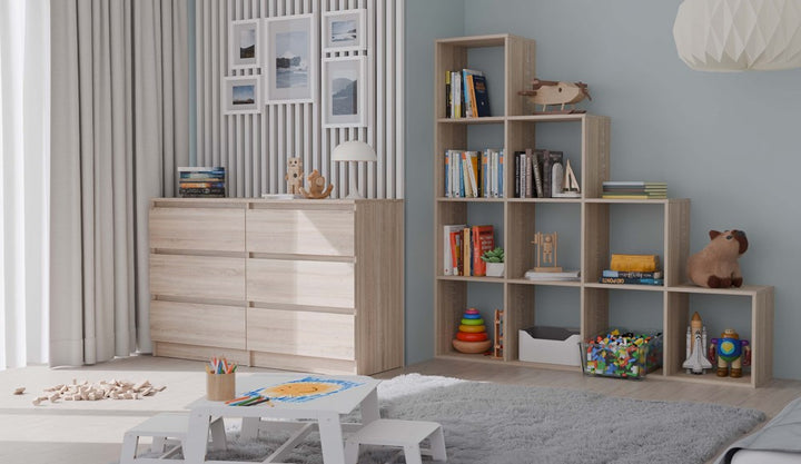 Moderne rumdeler / trappereol, Højde: 153 cm Bredde: 153 cm Dybde: 30 cm Rumstørrelse: 36 x 36 cm