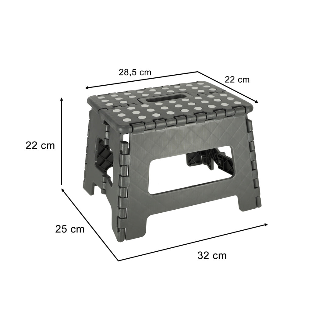 Skridsikker foldbar skammel 22 cm mørkegrå