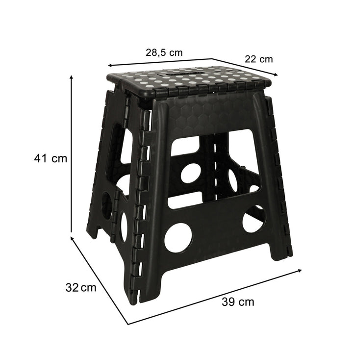 Skridsikker foldbar skammel 39 cm sort