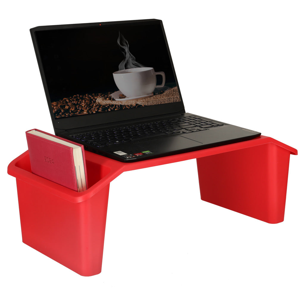 Laptopbord med rød organizer