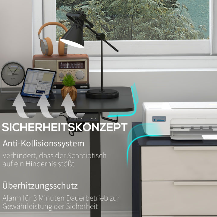 Højdejusterbart computerbord, 140 cm x 70 cm x 116 cm, sort