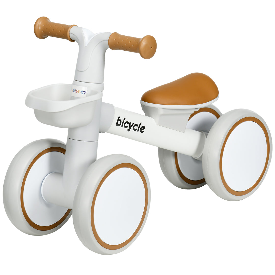Løbecykel, justerbart sæde, med hjul, til 1-3 år, op til 20 kg, brun/hvid