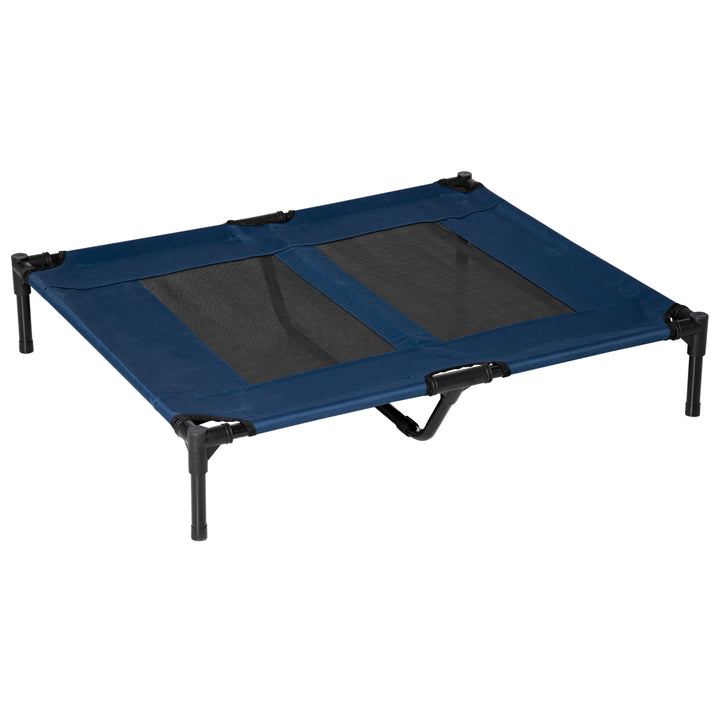 Hundeseng udendørs katteseng kæledyrsseng soveplads metal 600d oxfordstof blå 91,5 x 76,2 x 18 cm
