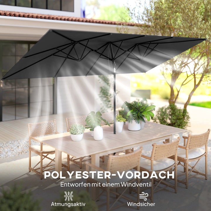 Stor parasol, højdejusterbar, vipbar, 150x295x170-214 cm, grå