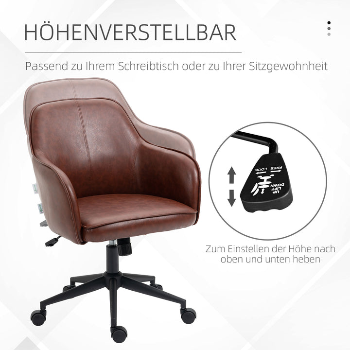 Højdejusterbar drejelig kontorstol 58,5 cm x 62 cm x 91 cm brun