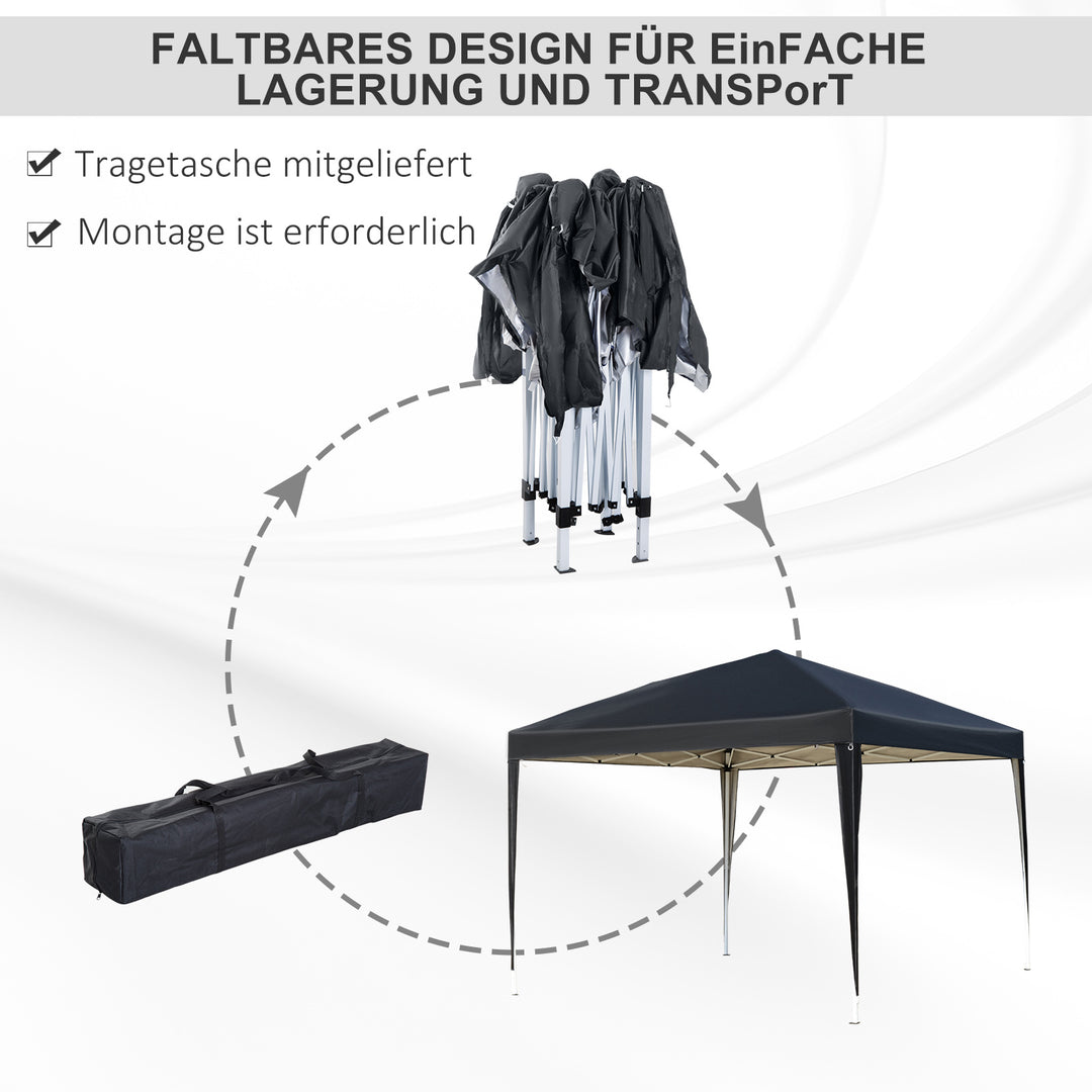 Pavillon, 2,95 x 2,95 m Pop-up foldbar pavillon, havepavillon, festtelt, UV-beskyttelse, stål + oxfordstof, sort
