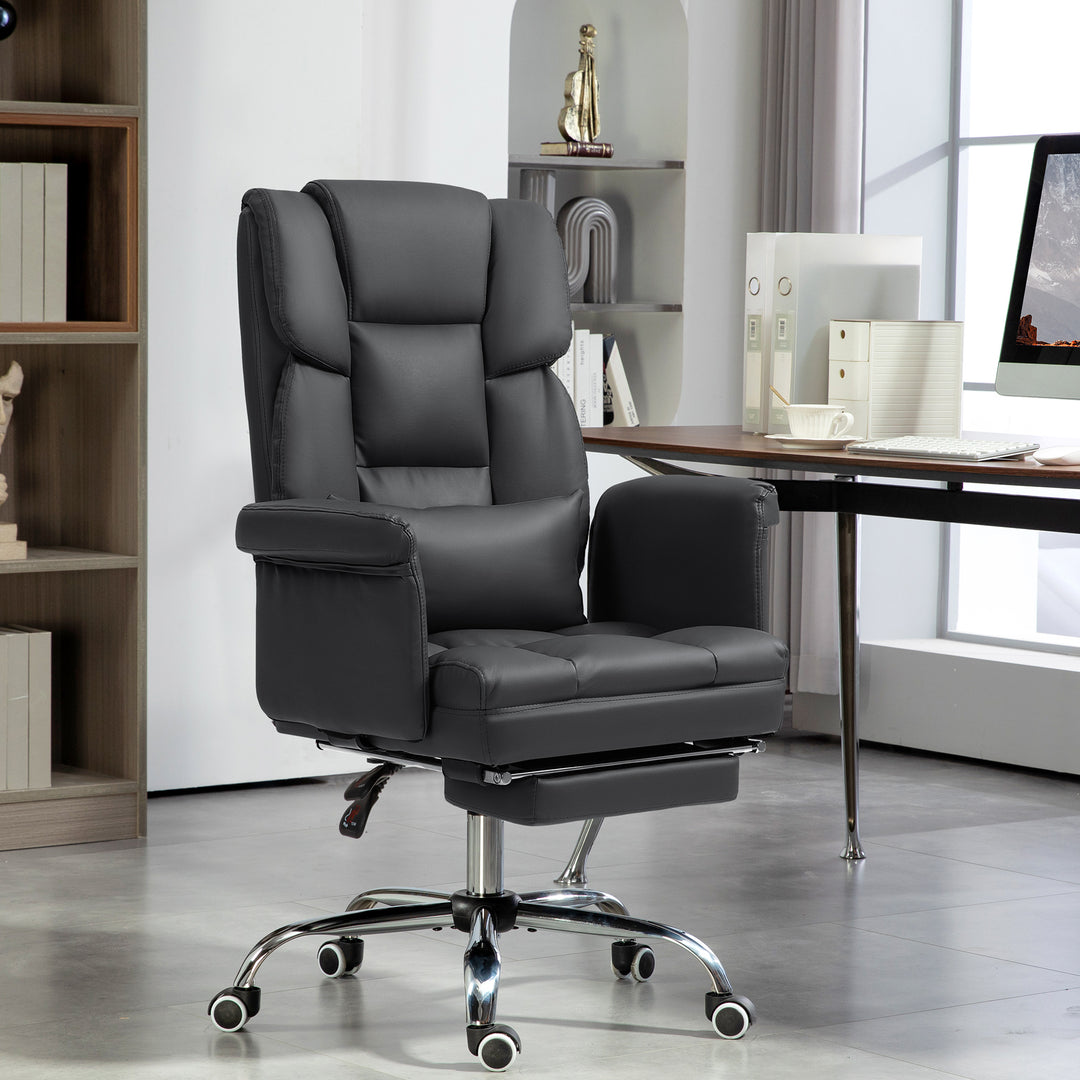 Ergonomisk kontorstol, højdejusterbar 48-56 cm, ryglæn med hvilefunktion, fodstøtte, sort