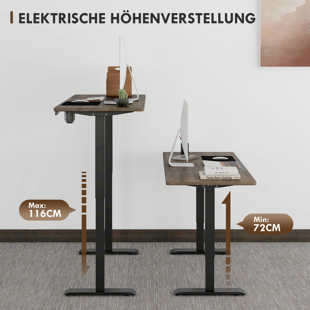 Højdejusterbart skrivebord elektrisk 140 x 70 cm computerbord med 4 hukommelseskontroller, 4-delt bordplade, sit-stee-bord med antikollision, overophedningsbeskyttelse sort