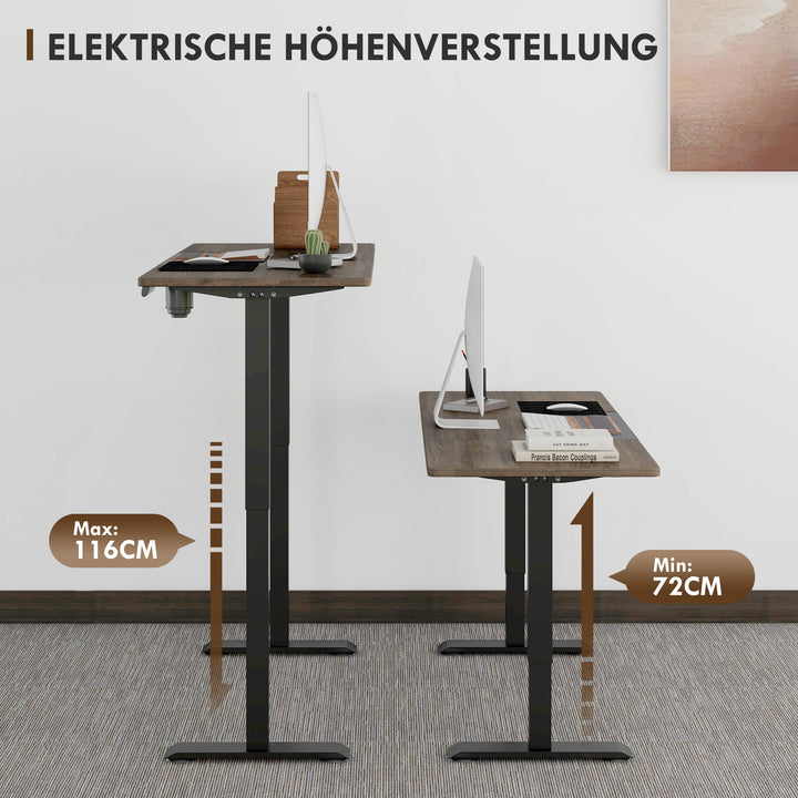 Højdejusterbart skrivebord elektrisk 140 x 70 cm computerbord med 4 hukommelseskontroller, 4-delt bordplade, sit-stee-bord med antikollision, overophedningsbeskyttelse sort