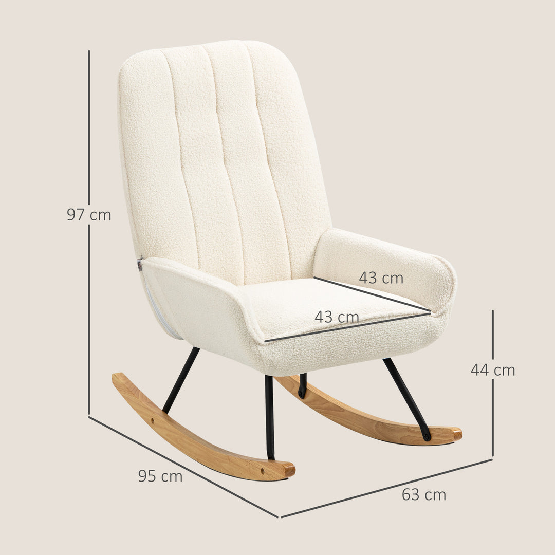 Gyngestol med sherpa fleece 63 cm x 95 cm x 97 cm natur + creme