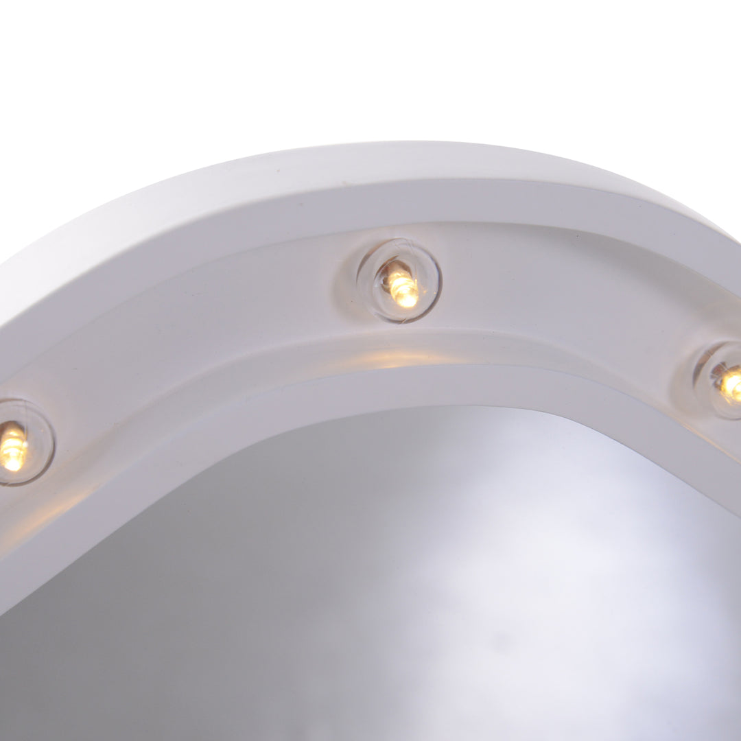 Kosmetikspejl makeupspejl 16 x led-belysning fritstående 180° foldbart batteridrevet hvid 3 spejle 73 x 53,5 x 4,5 cm