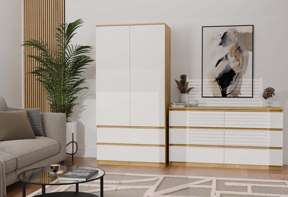 Klædeskab, Bredde: 90 cm Højde: 180 cm Dybde: 50 cm, naturfarvet