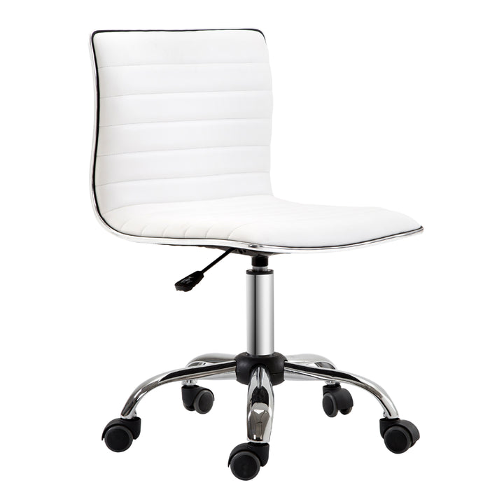 Frisørstol, salonstol med ryglæn, højdejusterbar, stål pu, hvid, 48 x 52 x 78-90 cm