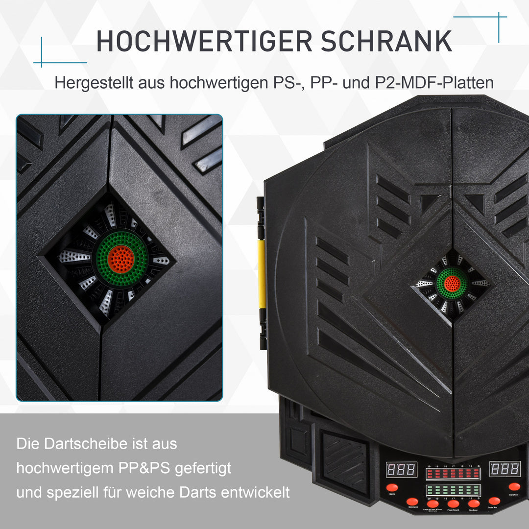 Elektronisk dartskive dartskive med stemmemeddelelser engelsk stemme led-displays 12 dart 27 spil 216 variationer dartmaskine med døre dartskivesæt til op til 8 spillere
