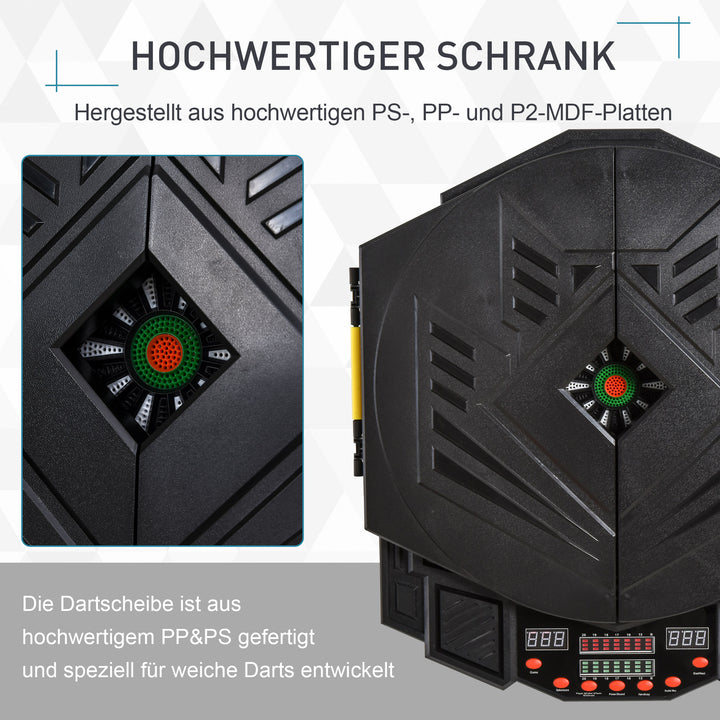 Elektronisk dartskive dartskive med stemmemeddelelser engelsk stemme led-displays 12 dart 27 spil 216 variationer dartmaskine med døre dartskivesæt til op til 8 spillere