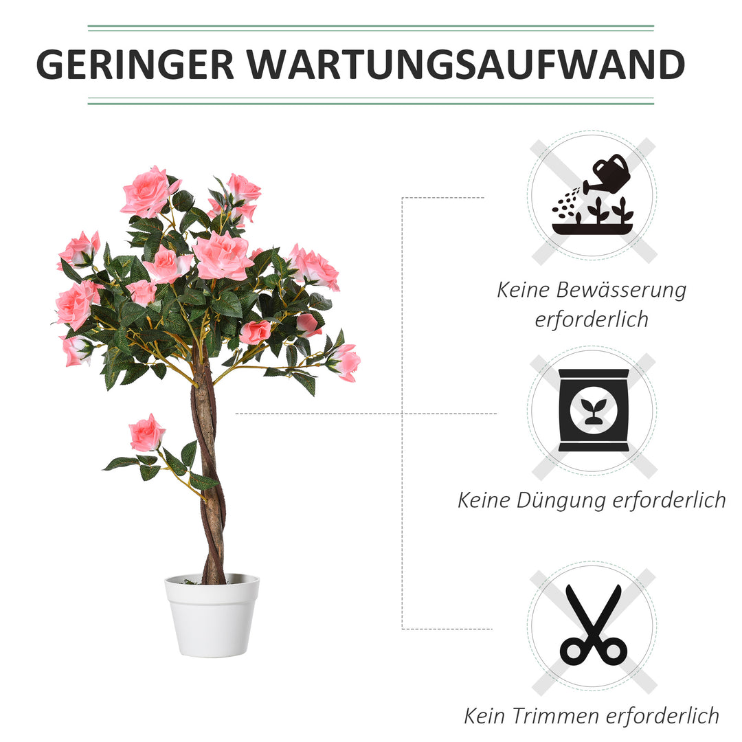 Kunstigt træ i solen, kunstig plante i cementpotte, kunstig plante