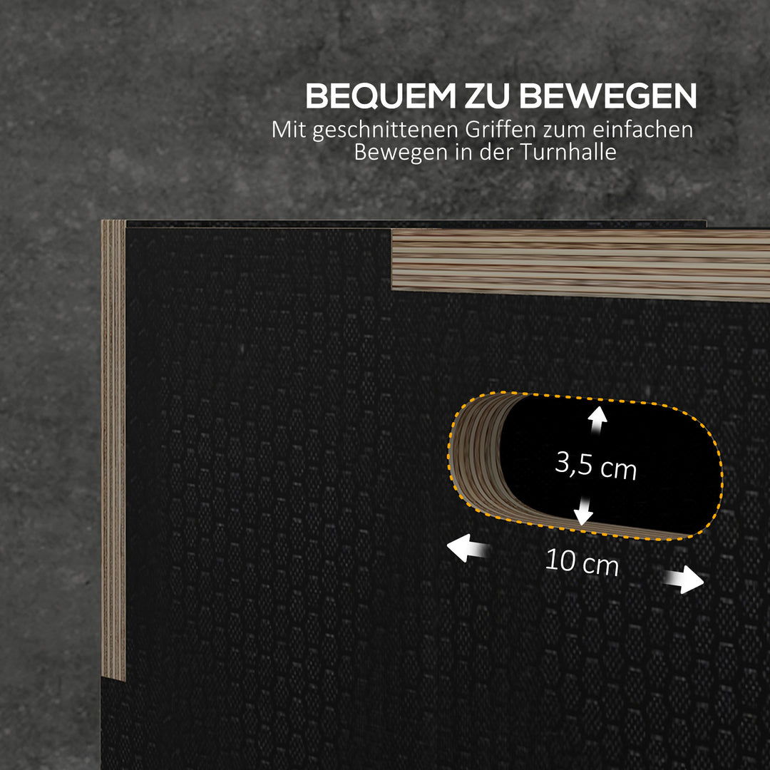 Plyo-boks/springboks, robust, 76x61x51 cm, sort, håndtag 10x3,5 cm, op til 120 kg