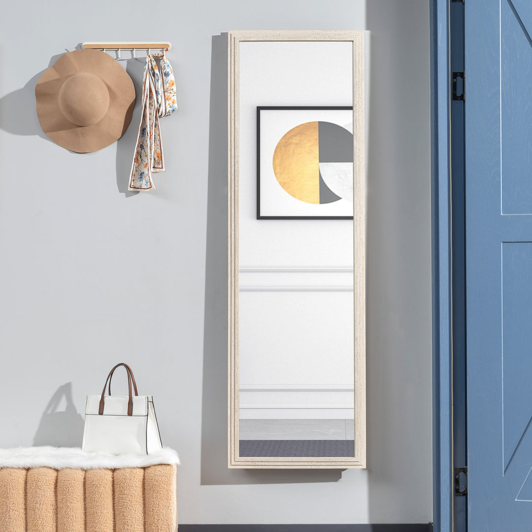 160 x 50 cm spejl i fuld længde, alsidig brug, rektangulært design med ramme, hvid