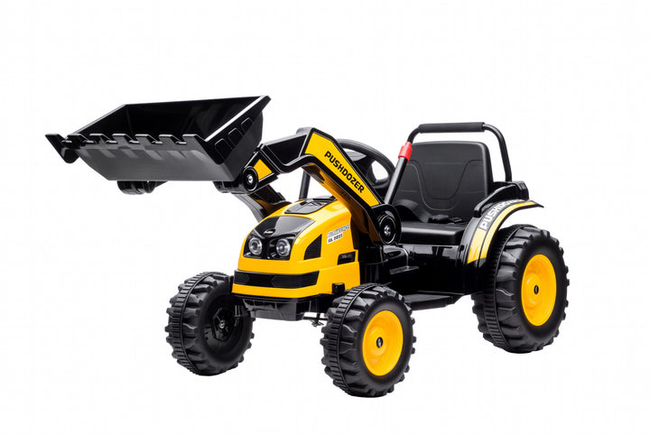 Børns elektriske gravemaskine sæde gravemaskine til børn ride-on gravemaskine terrængående køretøj traktor elektrisk til kørsel med musik skovlarme 3-5 år pp plast stål gul 132 x 62 x 65 cm
