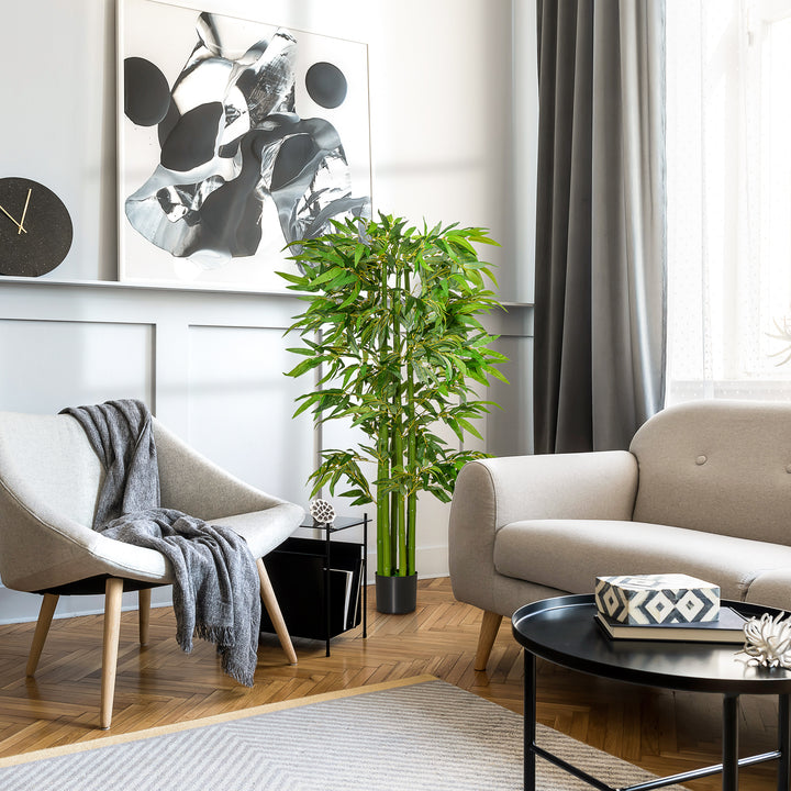 Stor kunstig bambus, 160 cm, kunstig plante, kunstige plastikplanter i en potte, falsk plante der ser ægte ud, til stue, soveværelse, kontor, have, moderne dekoration, gave