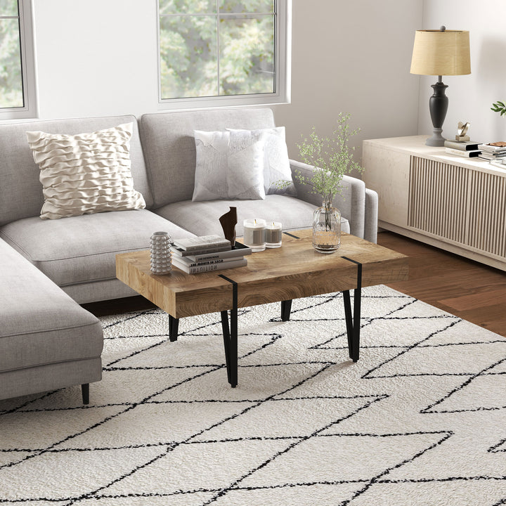 Sofabord i industriel stil, 105 cm x 60 cm x 42 cm, sort + brun
