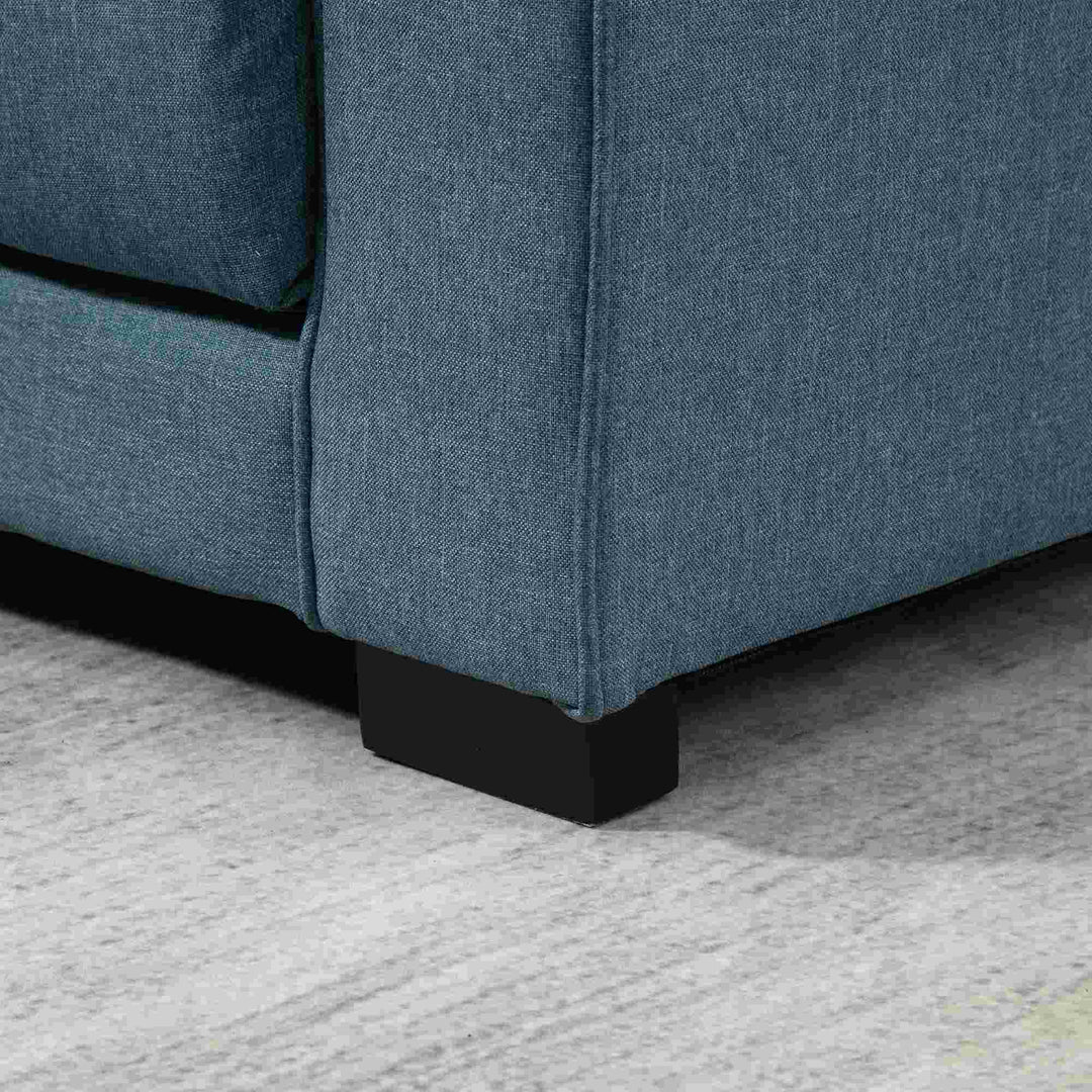 Sovesofa klapsofa 2-personers stof sovesofa sofa med sovefunktion sofasæt linen touch gummitræ blå 147,5 x 75 x 85 cm