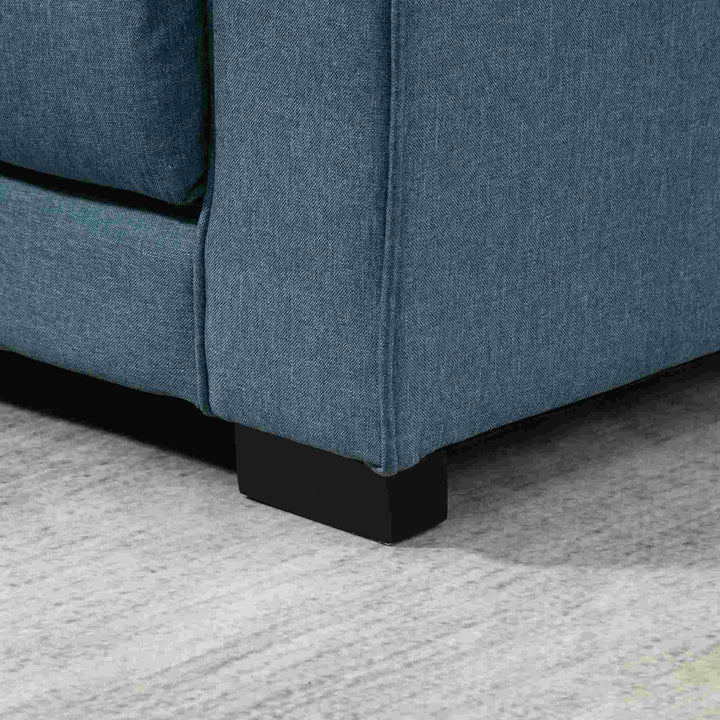 Sovesofa klapsofa 2-personers stof sovesofa sofa med sovefunktion sofasæt linen touch gummitræ blå 147,5 x 75 x 85 cm