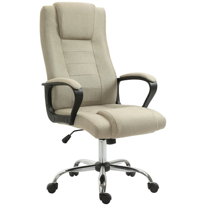 Kontorstol i linnedlook, højdejusterbar, gyngefunktion, 5 hjul, beige