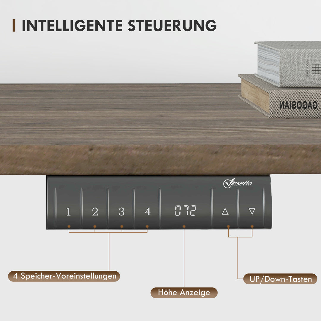 Højdejusterbart skrivebord elektrisk 140 x 70 cm computerbord med 4 hukommelseskontroller, 4-delt bordplade, sit-stee-bord med antikollision, overophedningsbeskyttelse sort