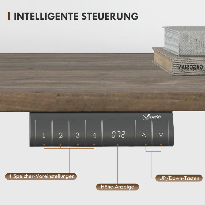 Højdejusterbart skrivebord elektrisk 140 x 70 cm computerbord med 4 hukommelseskontroller, 4-delt bordplade, sit-stee-bord med antikollision, overophedningsbeskyttelse sort