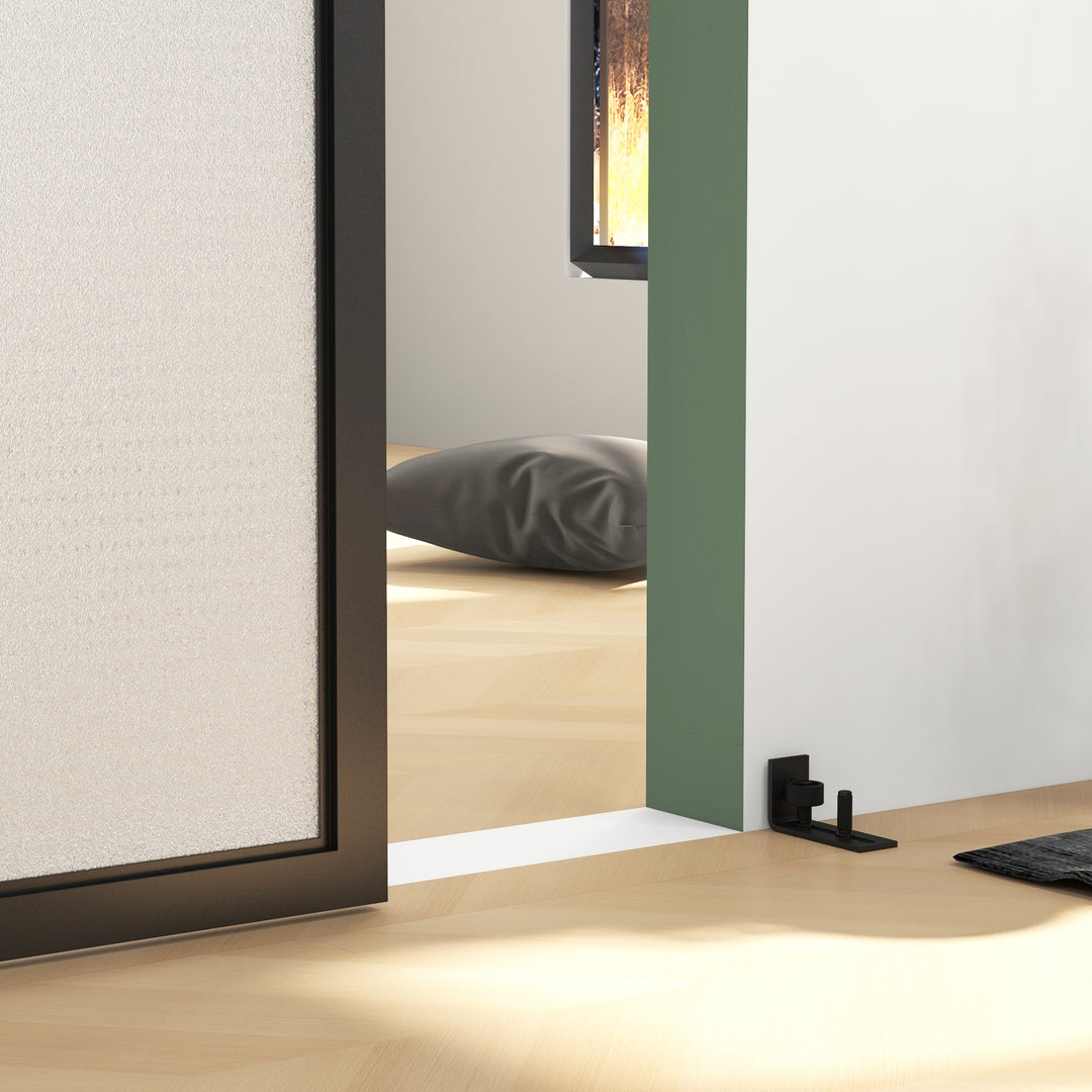 Skydedørssæt, stille og jævn, til træ- og cementvægge, 183 cm, stål, sort