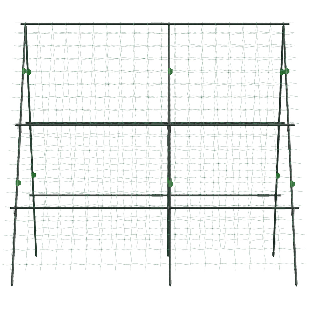 Espalier med plantebeskyttelsesnet, højde- og breddejusterbart, stål, grønt, 1,8 x 1 x 1,8 m