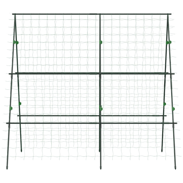 Espalier med plantebeskyttelsesnet, højde- og breddejusterbart, stål, grønt, 1,8 x 1 x 1,8 m