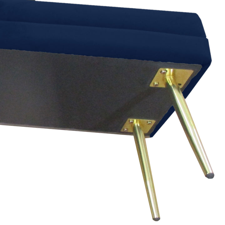 Polstret bænk med opbevaring, stål, 100 cm x 37,5 cm x 42 cm, blå