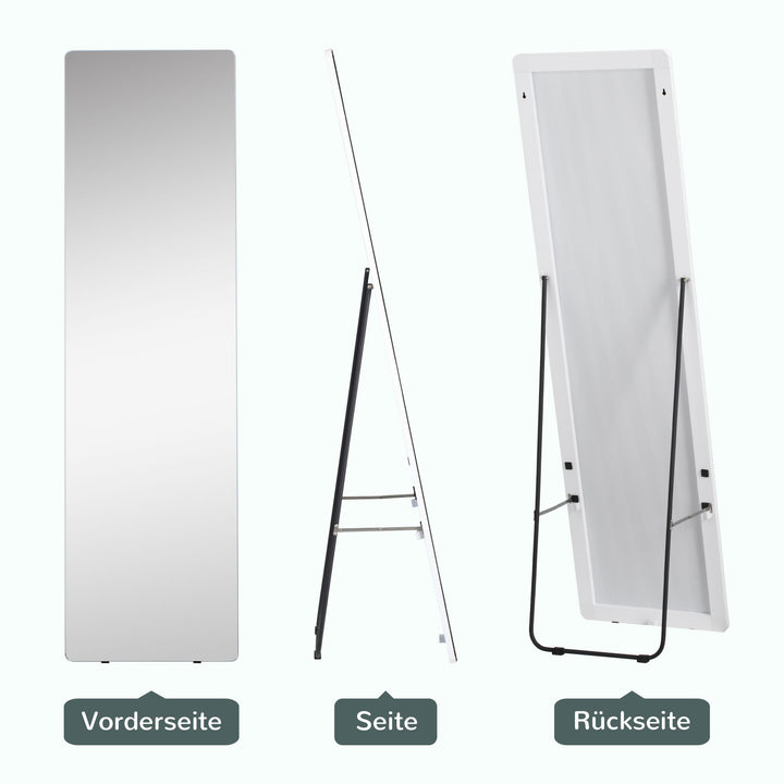 Stående spejl vægspejl fuld figurspejl, aluminium, 45 cm x 37 cm x 158,5 cm, sølv