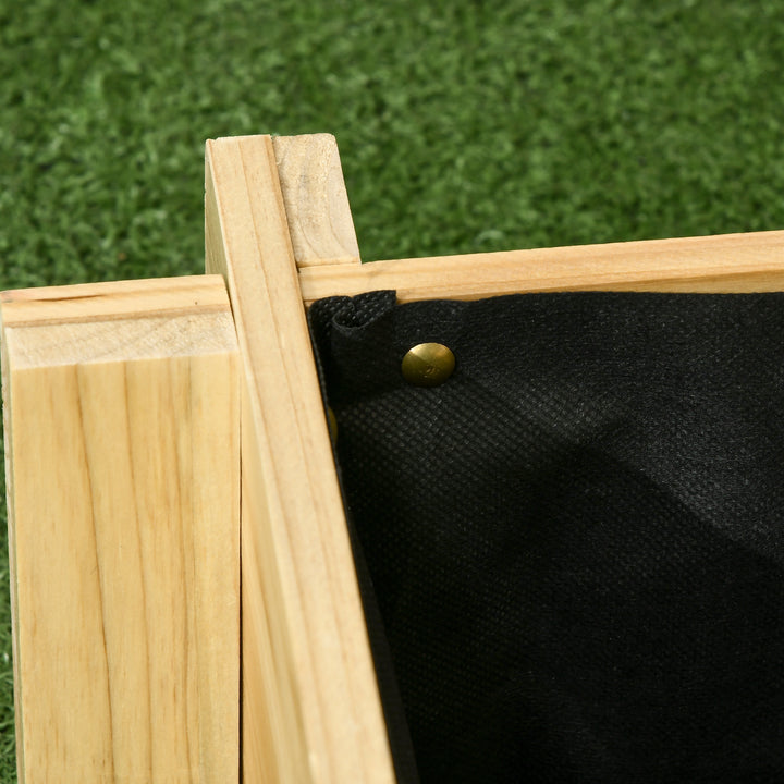 Højbed , blomsterkasse, 3-lags, drænåbning, stoffor, naturtræ, 93 x 93 x 35 cm