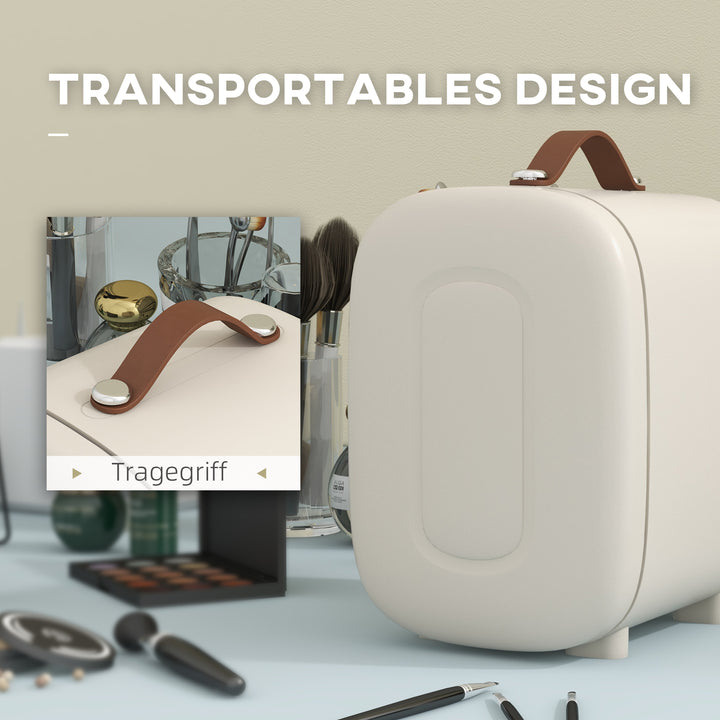 Minikøleskab beauty fridge, 4 l kapacitet, 20,3 x 26,3 x 28 cm, cremehvid