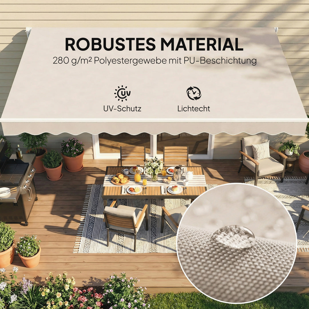 Reservestof til markise – soltag UPF 50+ til 3,5 x 2,5 m ramme, cremehvid
