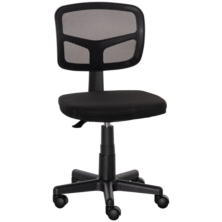 Kontorstol ergonomisk skrivebordsstol, højdejusterbar drejestol, pladsbesparende sort