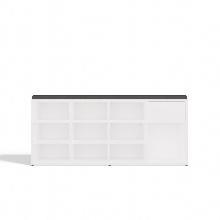 Åben skobænk med skuffe, hvid